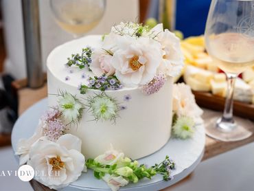 Martha's Vineyard wedding cake aboard a sailboat