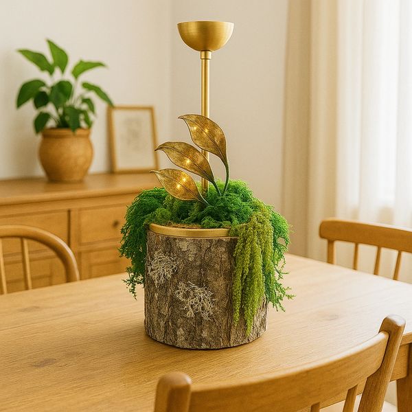 Moss decoration table top candle holder with natural moss cyprus