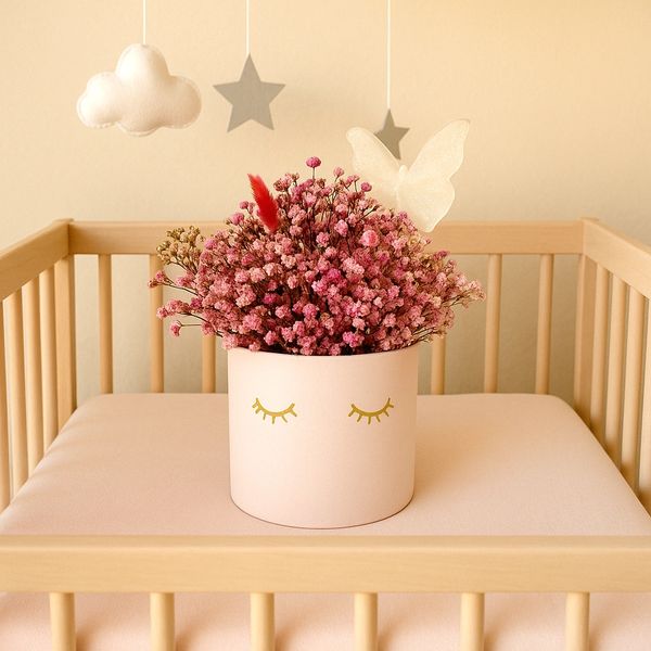 New born bouquet for girl with preserved plants and flowers cyprus
