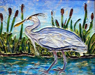 Great Blue Heron, acrylic painting