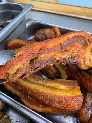 Deep fried pork, chicharon, "latin bacon" 