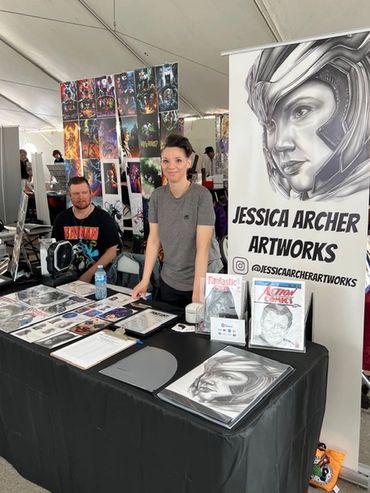 comic artist, portrait artist, Jessica archer artworks at comic shop Gotham central comics