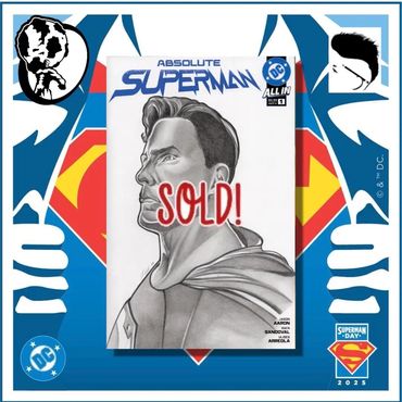 Absolute Superman blank sketch cover drawn by comic artist & portrait artist Jessica Archer artworks