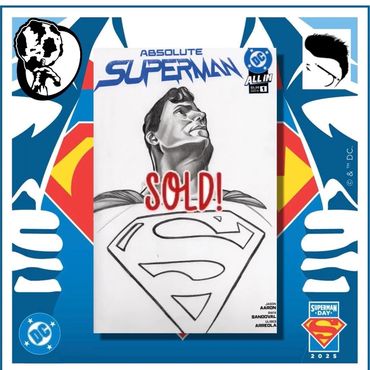 superman blank sketch cover art by comic artist & portrait artist sold by Jessica Archer Artworks