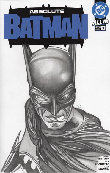 blank sketch cover pencil drawing of dc comics batman by comic artist Jessica archer artworks-sold!