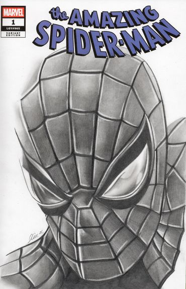 comic art commission of the amazing spider-man . Sketch cover drawn by comic artist Jessica Archer