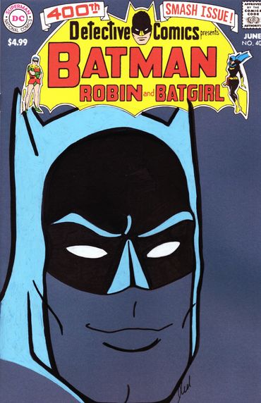 sold Blank sketch cover art of superhero batman drawn by comic artist Jessica archer artworks,