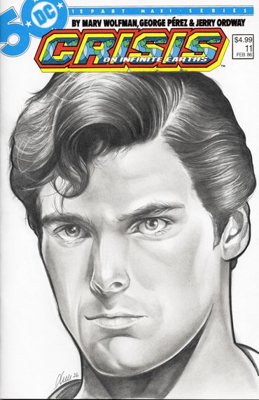 Superman sketch cover art drawn by comic artist, portrait artist Jessica archer artworks