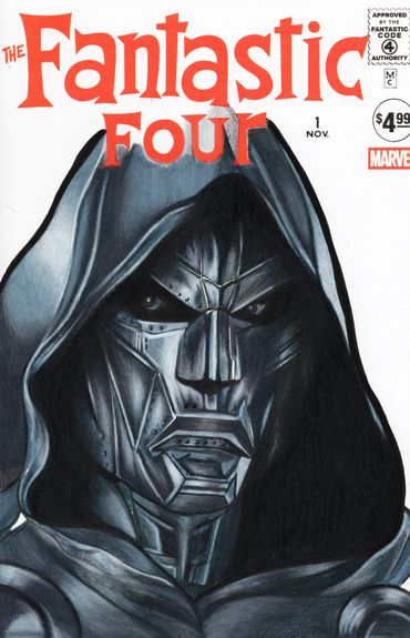 Blank Sketch Cover comic art by portrait artist Jessica Archer, ft. Dr. Doom