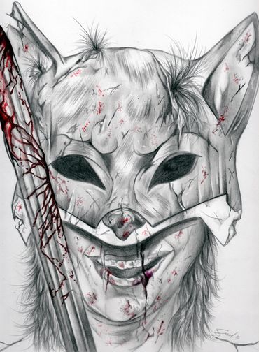 orignal comic art of comic book character fox mask k sold! sketched by comic artist Jessica archer