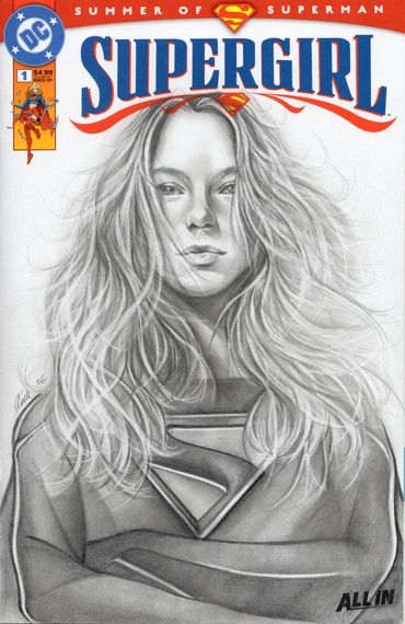 sketch cover of dc comics supergirl drawn by comic artist Jessica archer artworks