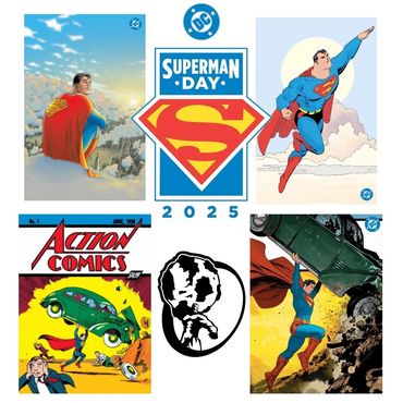 superman day with comic book shop heroes world online and pencil drawing artist Jessica archer