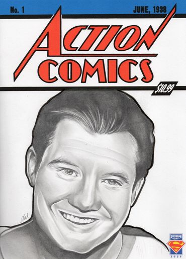 Sold! Blank cover sketch pencil drawing of superman George Reeves sketched by Jessica archer