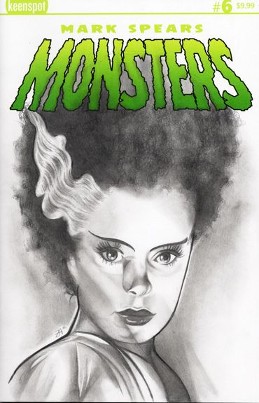 new sketch cover art commission of the bride of frankenstien by comic artist, Jessica archer