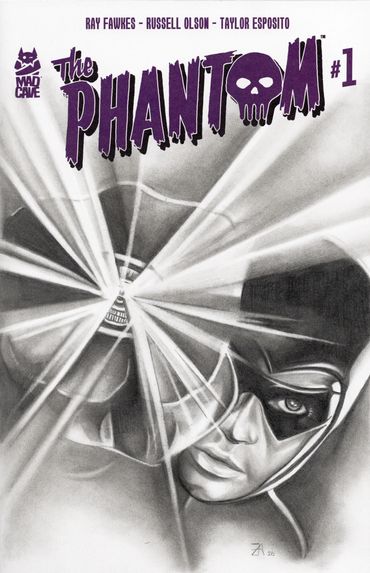 sketch cover art commission of comic book character the Phantom drawn by Jessica archer artworks