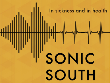 waveform illustration on orange background that reads: 'in sickness and in health — Sonic South'