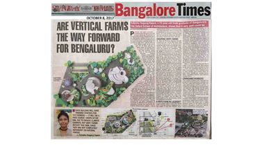 Times of India Newspaper Article of Rutusha's B.Arch these "Verti Farms"
