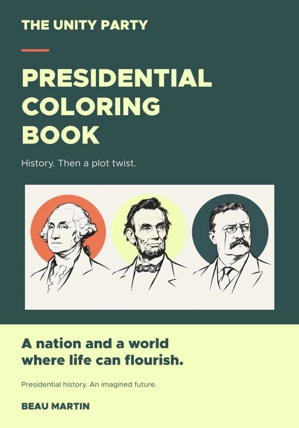 Cover of a presidential coloring book featuring three presidents.