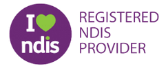 A purple circle with the word " ndis ".
