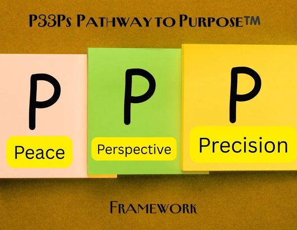 Colorful blocks illustrate P33P's Pathway to Purpose: Peace, Perspective, Precision.
