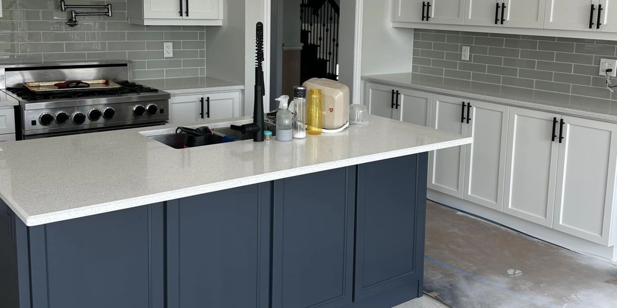 Before-and-after kitchen cabinet transformation by 705 Painters in Angus, Ontario—smooth, even coats