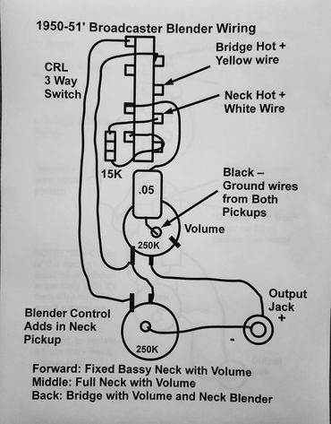 Broadcaster blender wiring 1950-51 guitar wiring diagram Leo Fender