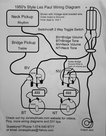 Les Paul 50s style wiring diagram