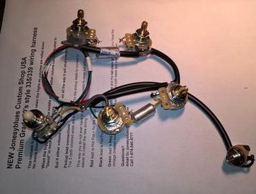 ES335 guitar wiring harness 50s wiring circuit CTS550K pots Switchcraft 3 way toggle switch