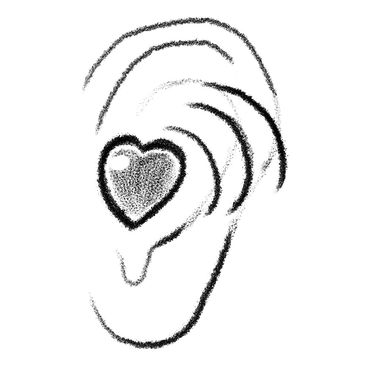 Sketch of ear with heart shape inside