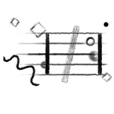 Sketch of musical staff and geometric shapes