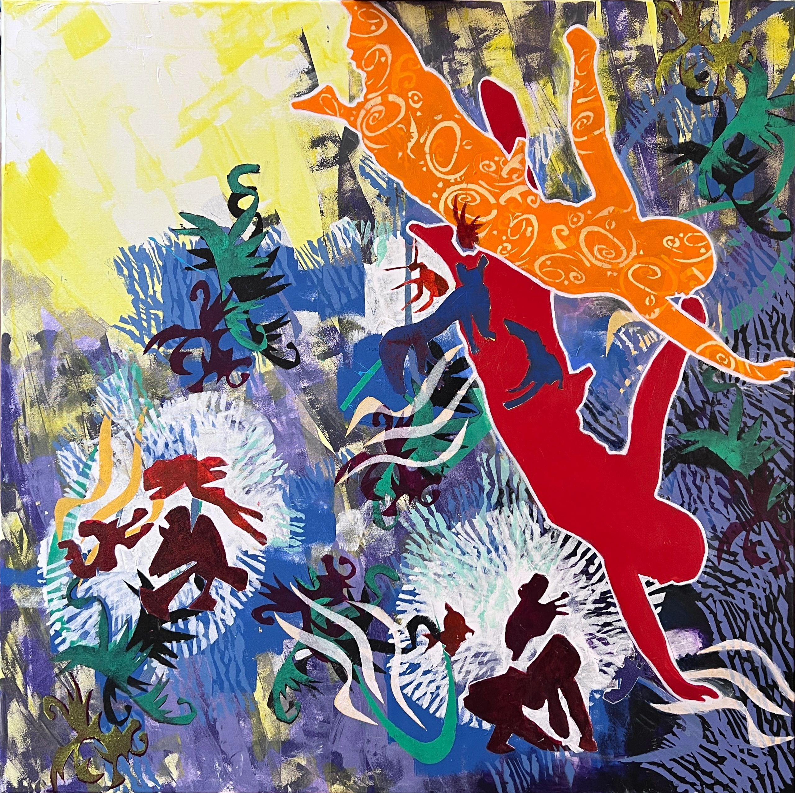 Expressionist painting about souls visiting earth