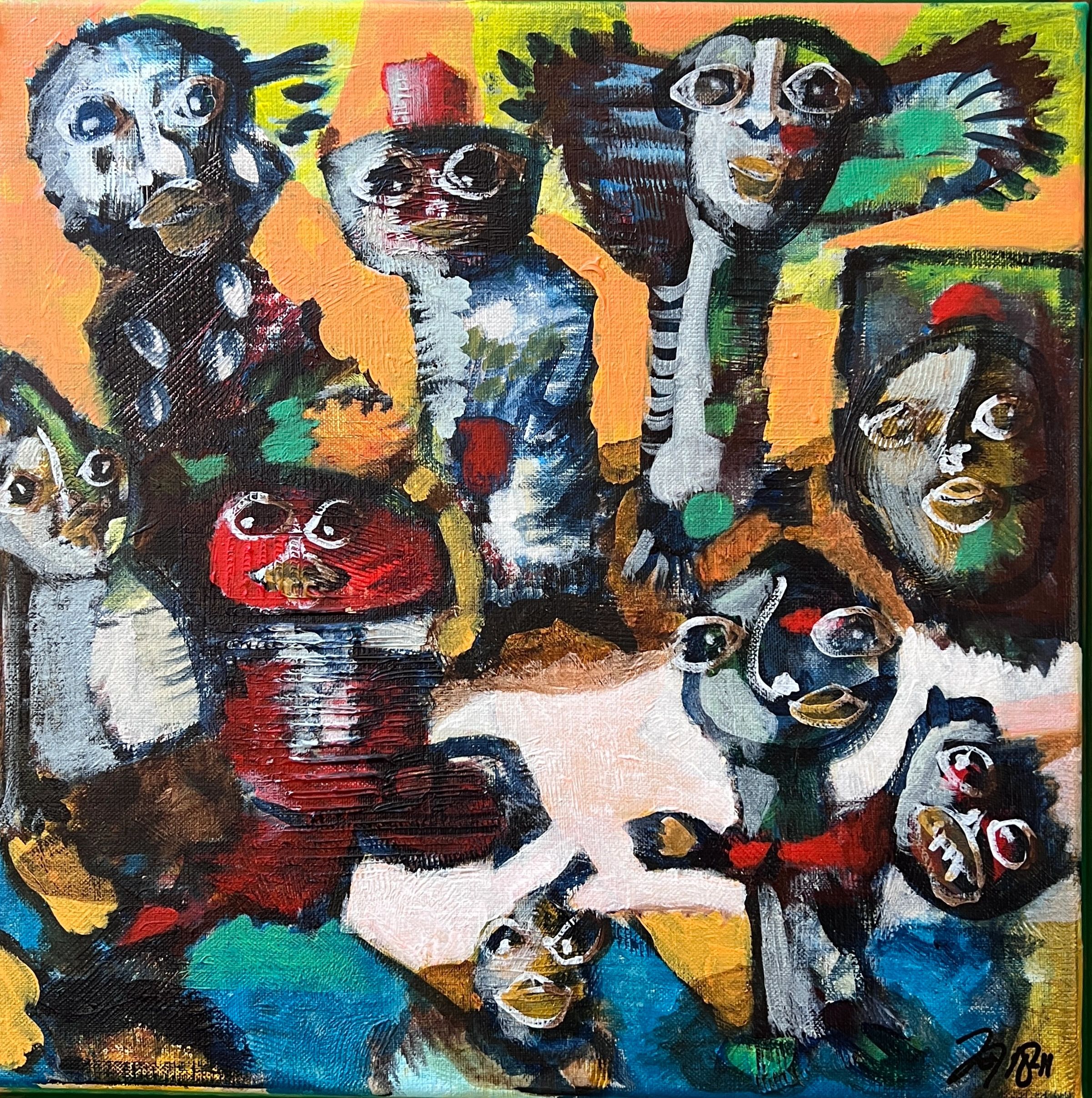 Expressionistic painting about shamans