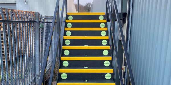 black and yellow stair treads