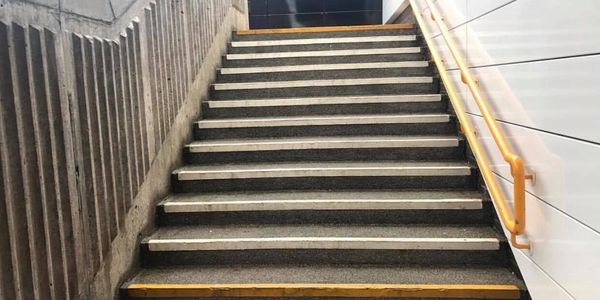 a stairway leading up to a building