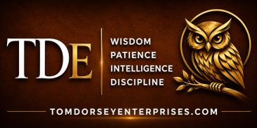 Logo featuring an owl with qualities of wisdom and intelligence for Tom Dorsey Enterprises.
