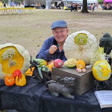 A live fruit carving exhibition at the Memphis Botanic Garden Japanese Festival in November of 2023.