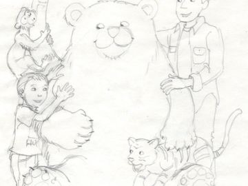 Illustrator, Laura Liberatore, giraffe, zoo, elephant, bear, monkey, tiger, child, baby, father