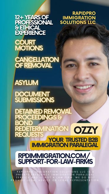 Ozzy, a trusted B2B immigration paralegal with 12+ years of experience, offers various immigration services.
