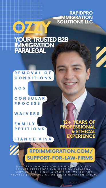 Ozzy, trusted B2B immigration paralegal with 12+ years experience, offers various immigration services.