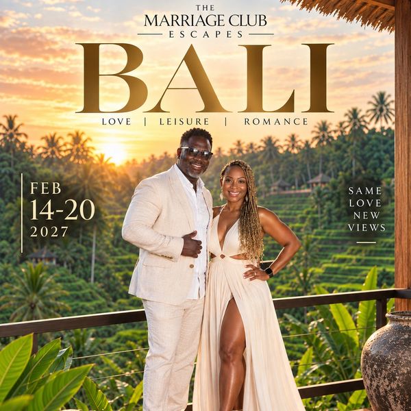 Couple enjoying a Bali getaway at sunset.