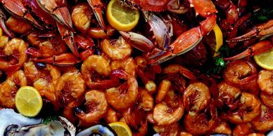 seafood at New Orleans cooking school, casa pelican