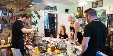 Cooking class at New Orleans cooking school Casa Pelican.