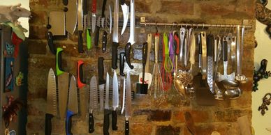 the cutlery at Casa Pelican, a cooking school in New Orleans.