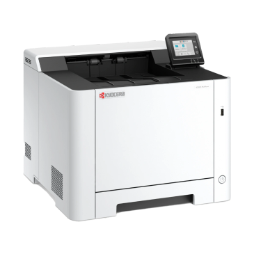 A white Kyocera office printer with a control panel on top.
