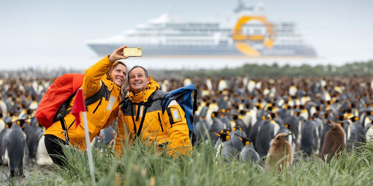 Expedition Cruising experiencing penguins and selfies in the natural habitat