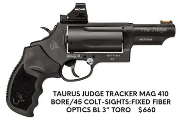 Model-410 Judge Tracker
Action-Double/Single Action
Capacity-5 rds