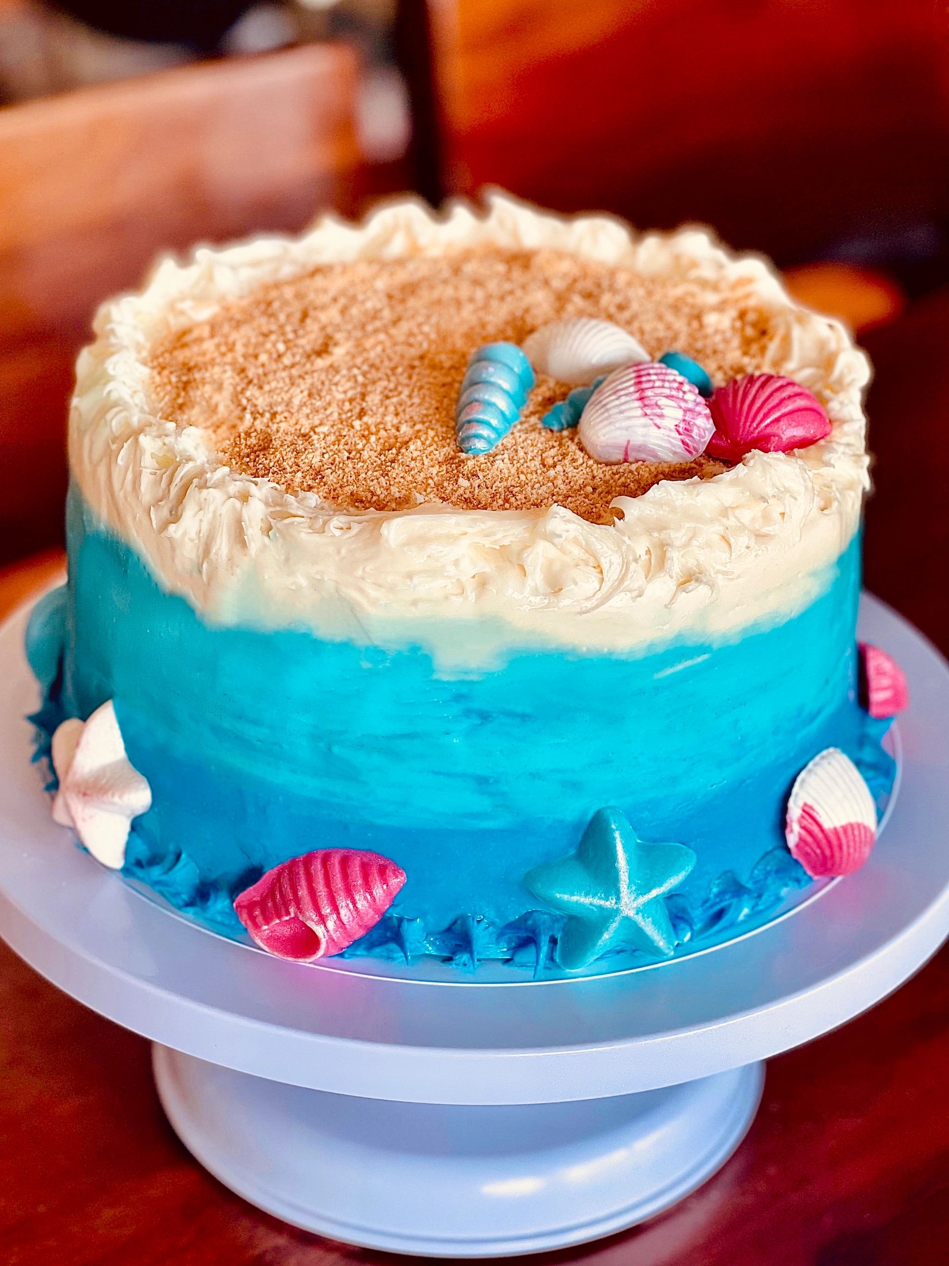 Blue Velvet Cookies and Cream Beach Cake