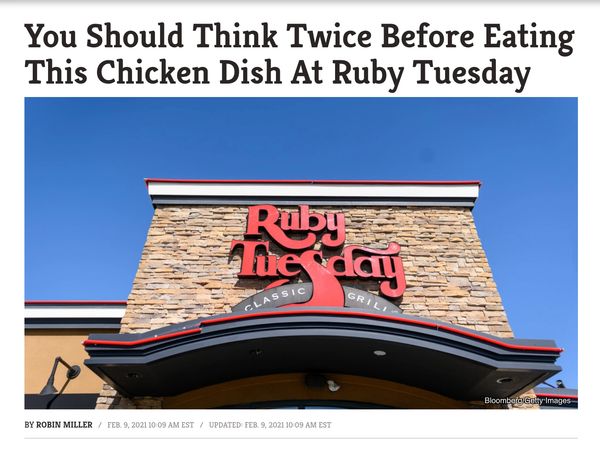 You Should Think Twice Before Eating This Chicken Dish At Ruby Tuesday