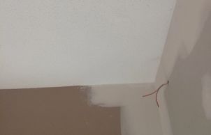 This is a popcorn textured ceiling AFTER it's been repaired with a Self Adhesive Popcorn Ceiling Repair Patch.