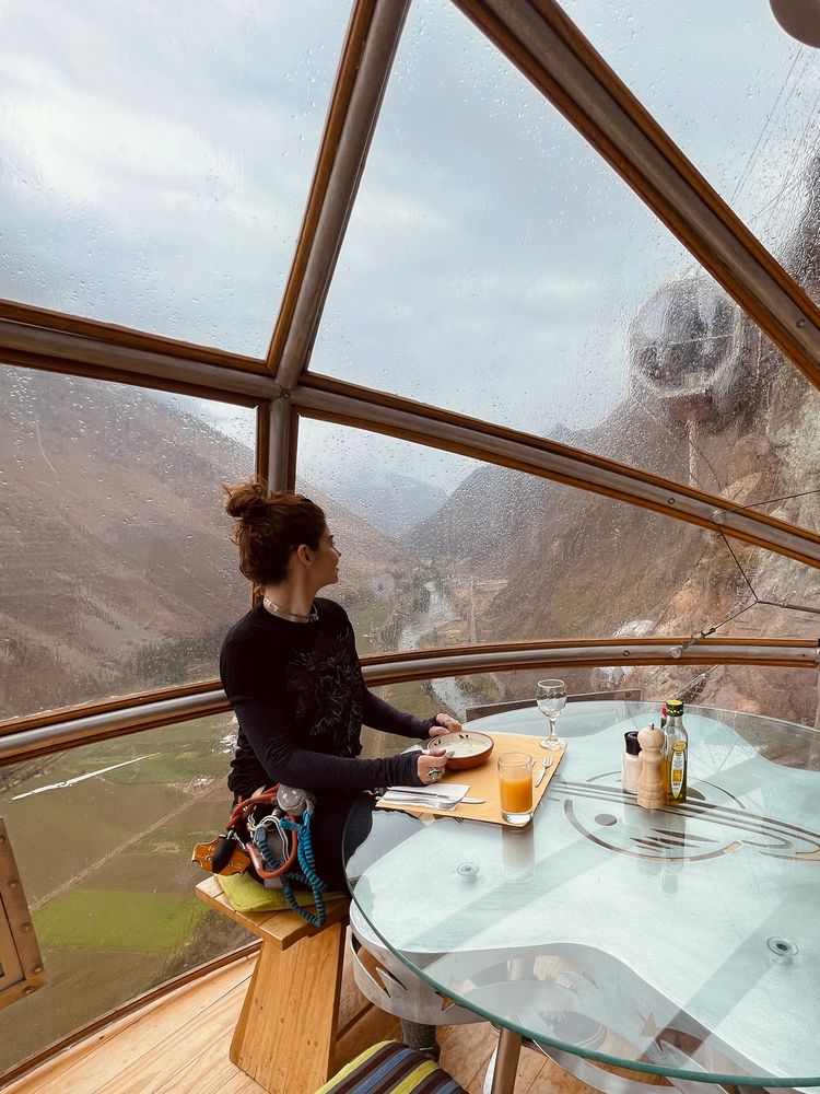 Lunch after scaling a Via Ferrata at The Million Star Lodge.📍 The Sacred Valley of Peru.